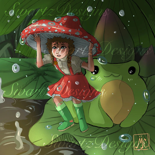 Mushroom Pixie and Froggy by danitheescapistscribbler