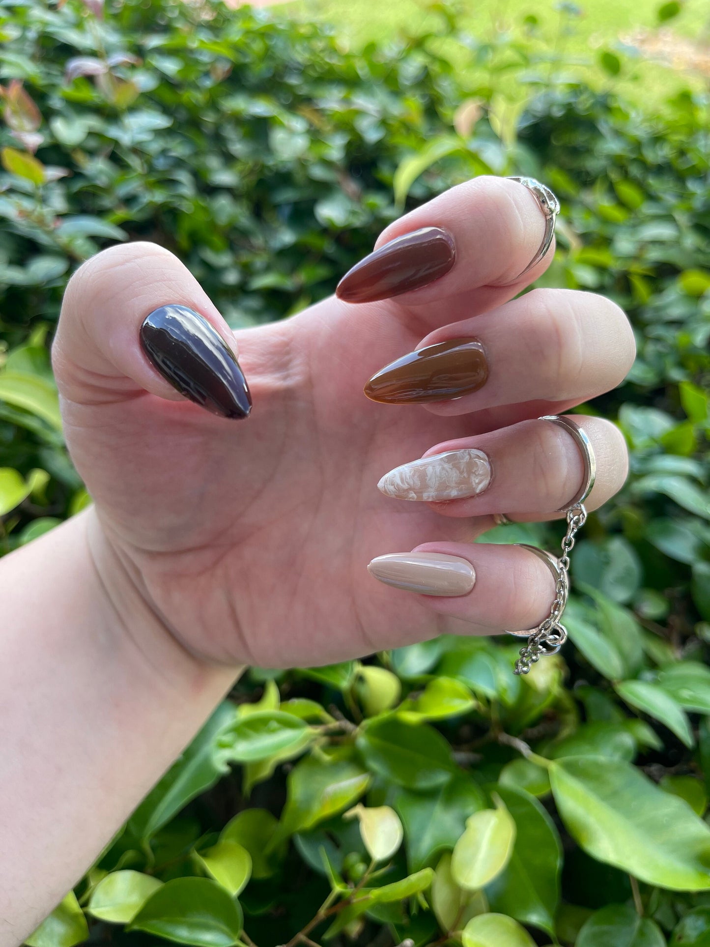 Café con Leche | Luxury Press On Nails | Handmade Custom Order