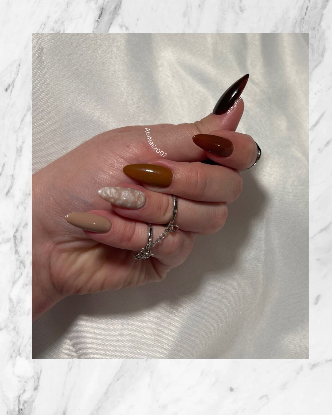 Café con Leche | Luxury Press On Nails | Handmade Custom Order