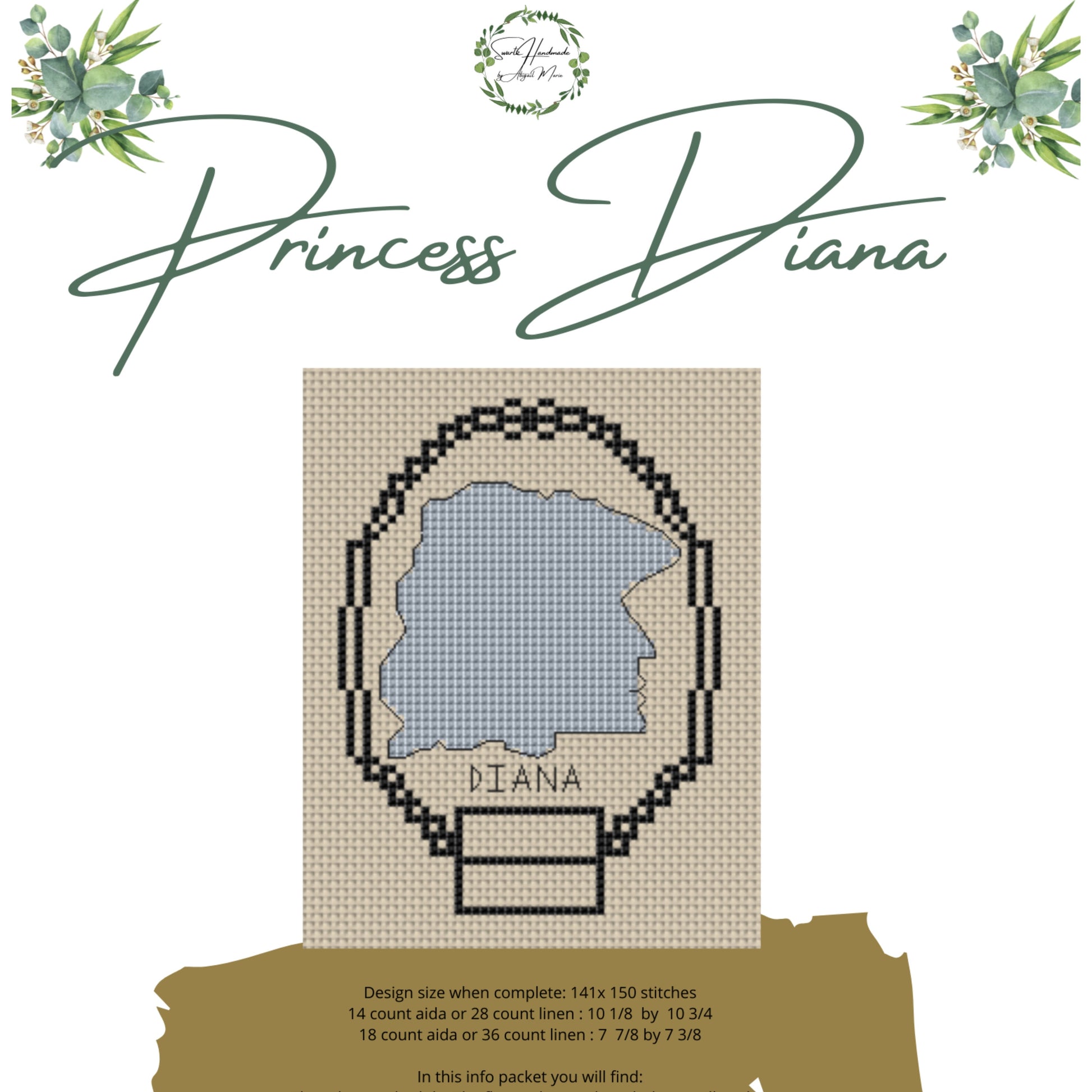 Princess Diana Stitch along - PDF  Cross Stitch Pattern